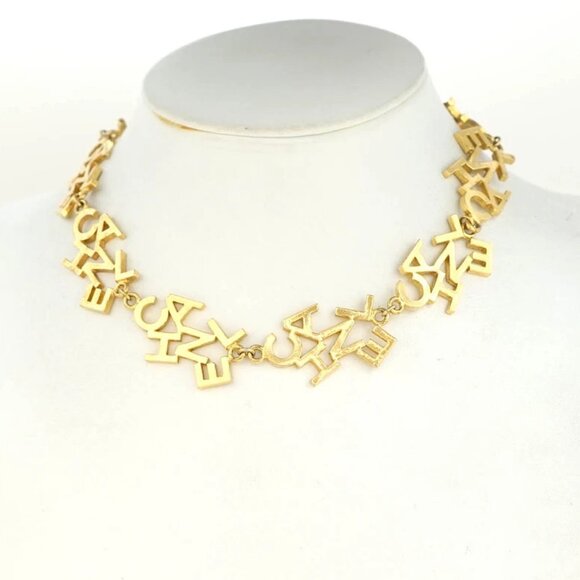 CHANEL CC Logos Link Necklace 16" Gold Tone Auth w/Box w1144-1 - Picture 2 of 7
